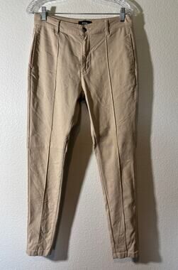 Icon Amsterdam Men's Size 32 Khaki Slim Fit Front-Pintuck Chino Trouser Pants